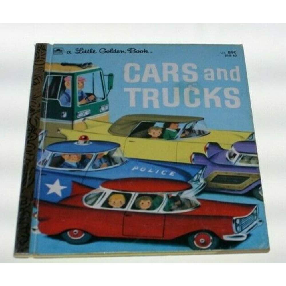 CARS AND TRUCKS, 1976, A Little Golden Book 210-42 Good Condition